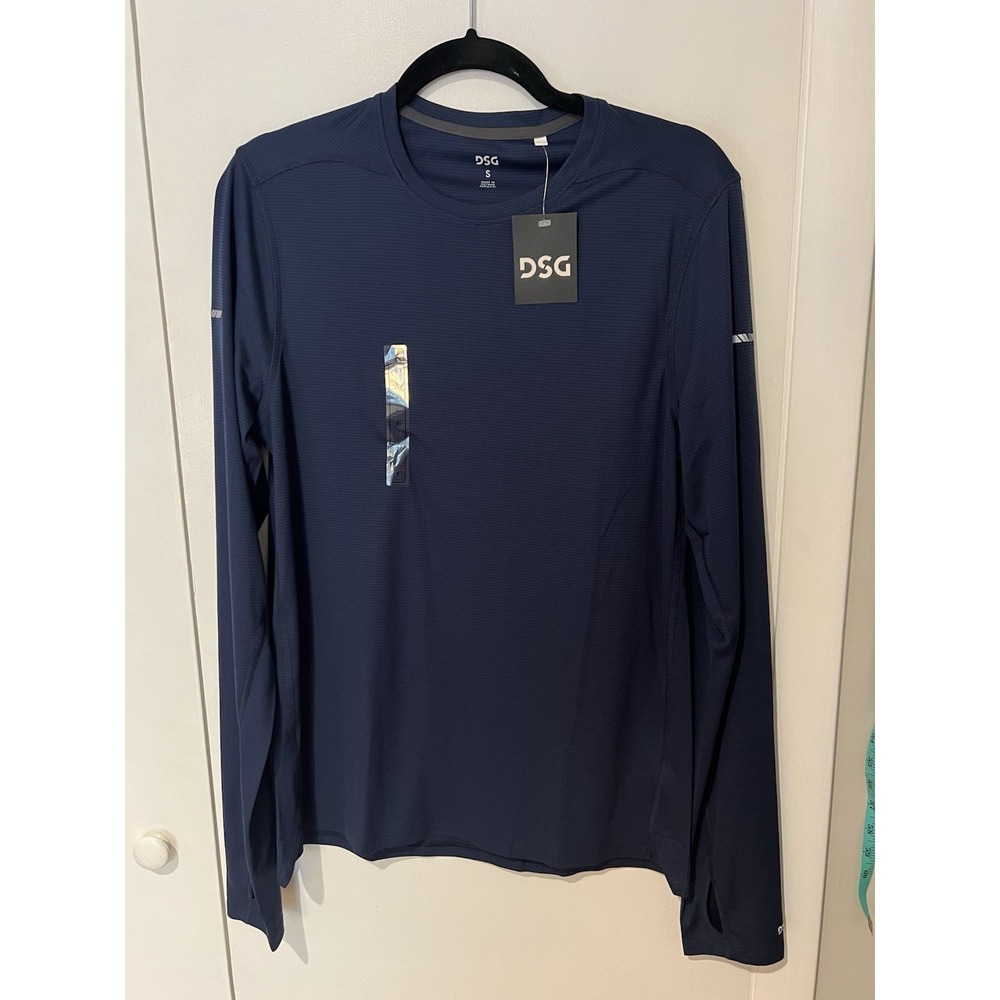 NWT DSG Men's Stride Long Sleeve Run Tee Navy Blue Athletic Size S Polyester